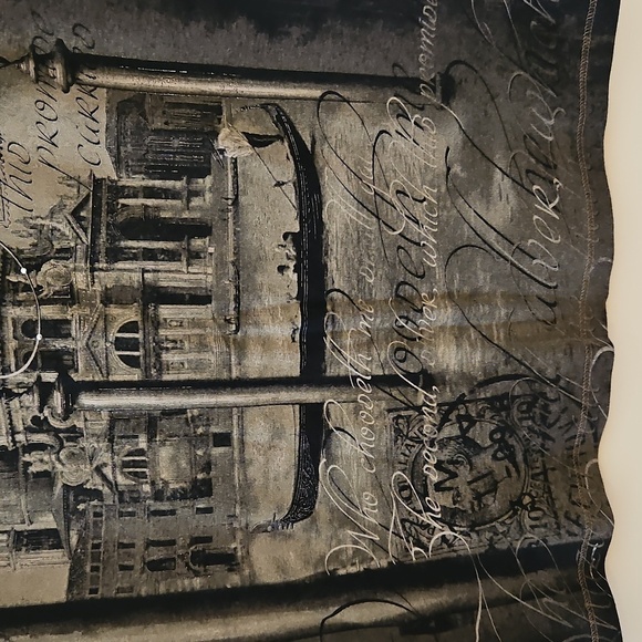 Vtg BLUE CANYON Y2k Black Venice Italy Embellished Baddie Graphic Tee - Picture 5 of 8